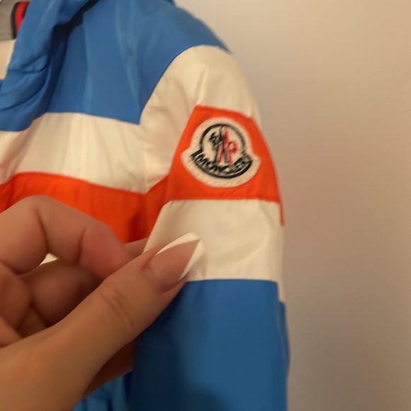 Moncler designer blue & orange toddler hooded windbreaker with jersey lining - Picture 3 of 7